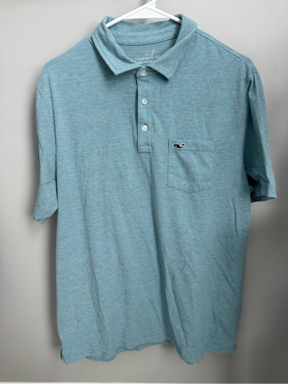Vineyard Vines Men’s Short Sleeve Pocket Polo - Heathered Aqua